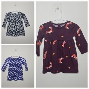 3 12-Month long sleeve dresses with bummies